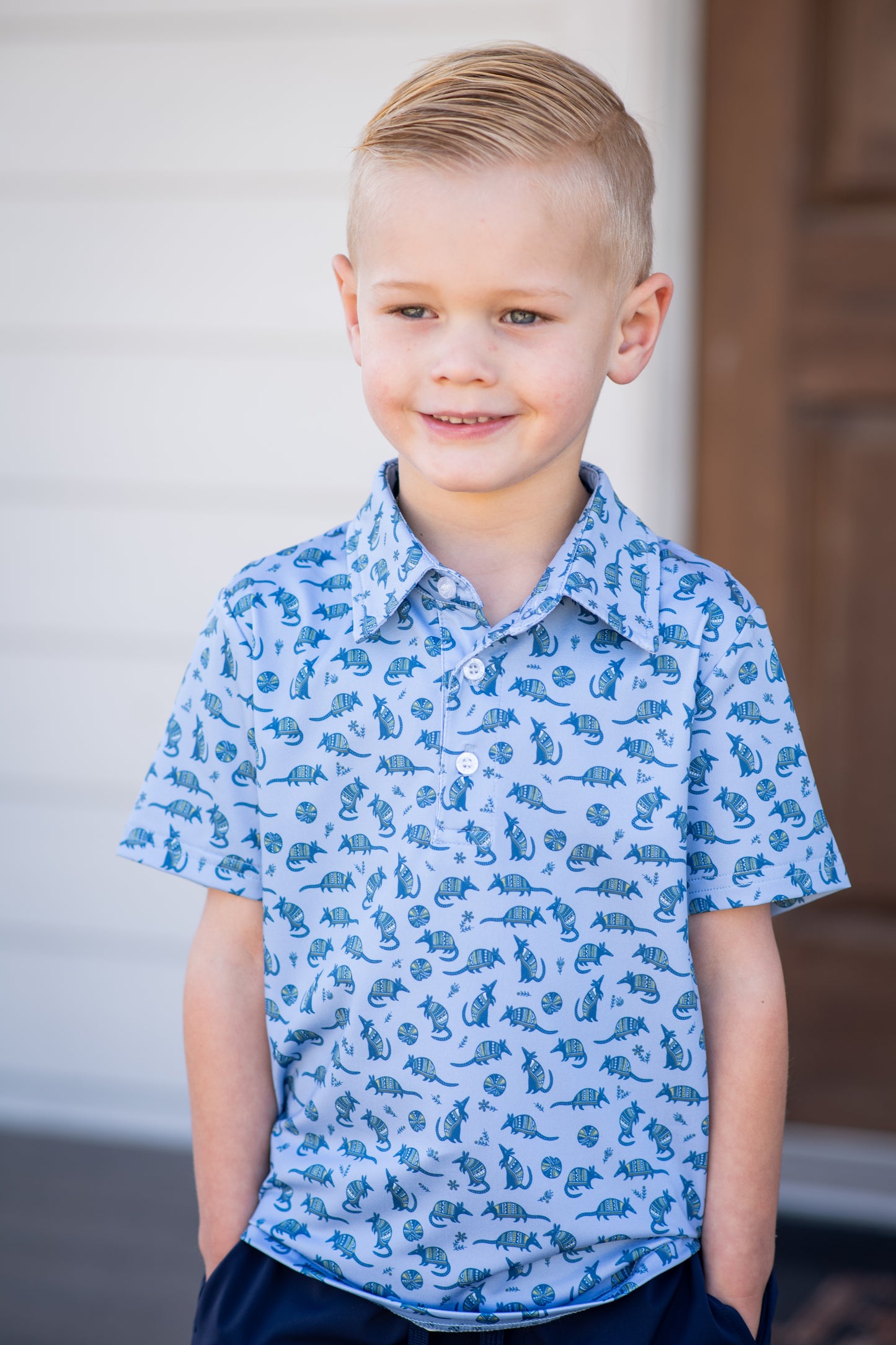 Chambray Dillo Polo Short Sleeve Shirt