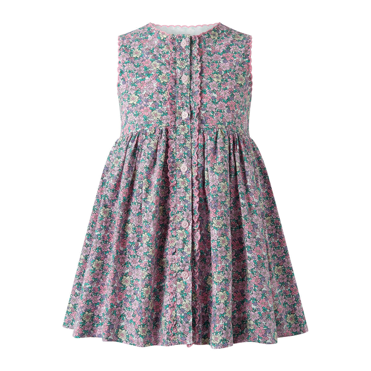 Scalloped Floral Button Front Dress