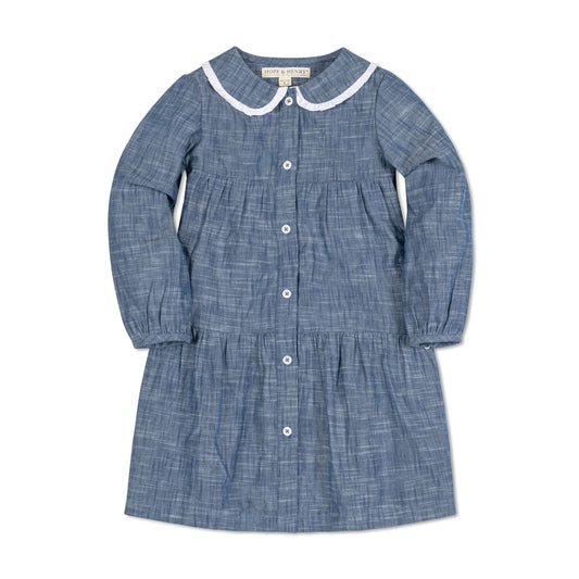 Button Front Organic Chambray Dress