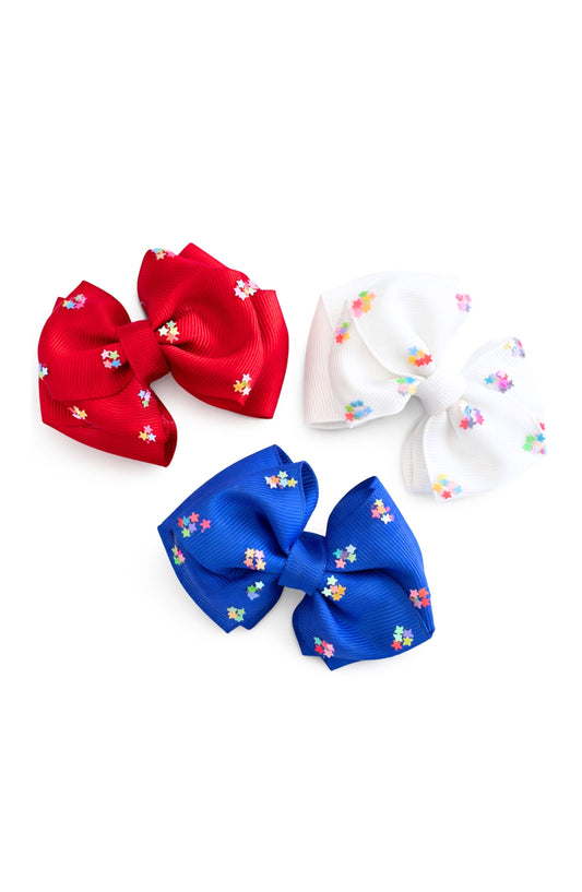 Firecracker Hair Bow, Set of 3