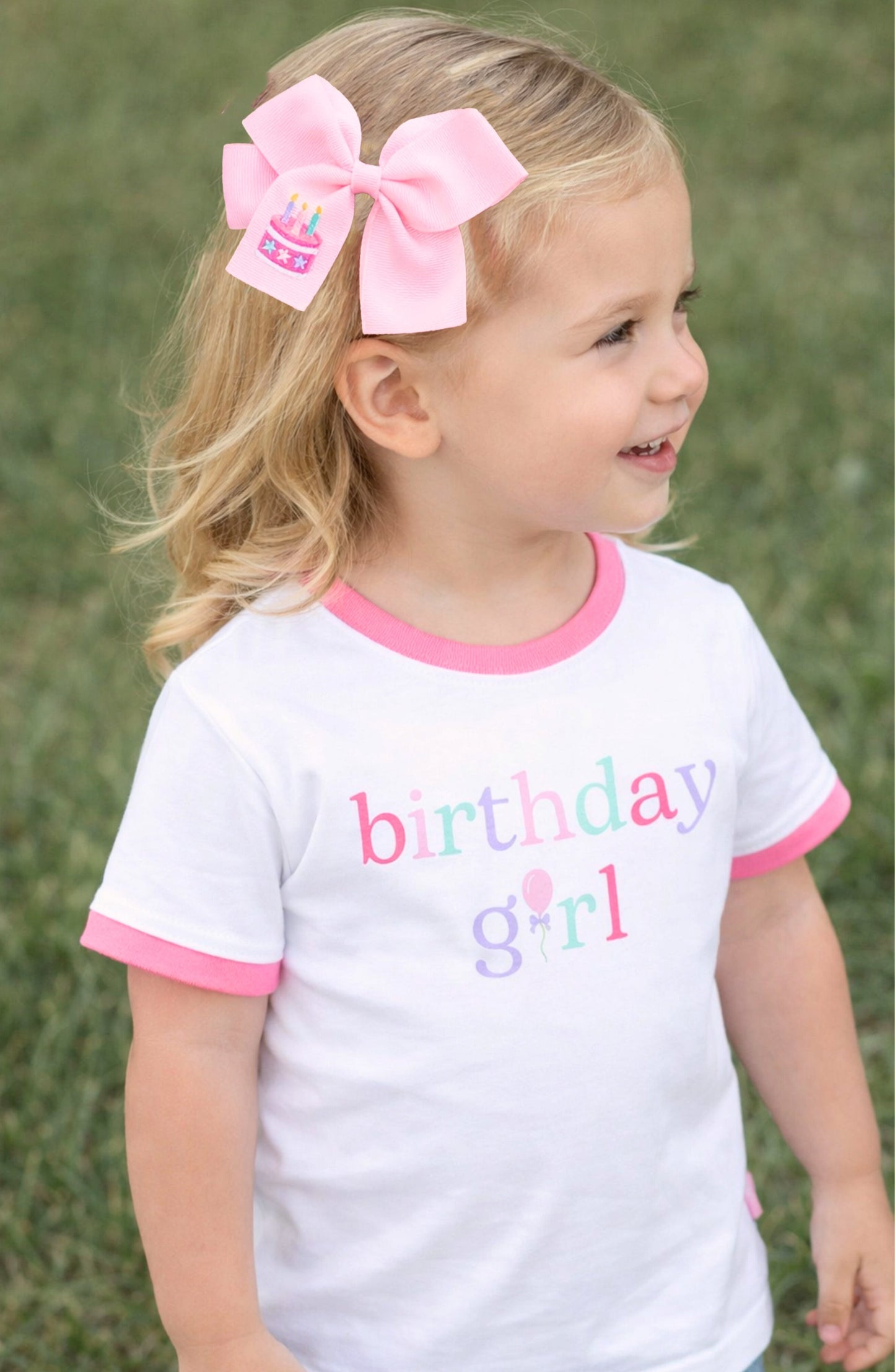 Birthday Cake Hair Bow-Pink