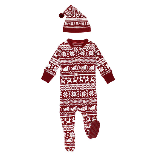 Holiday Thermal 2-Way Zipper Footie w/ Cap