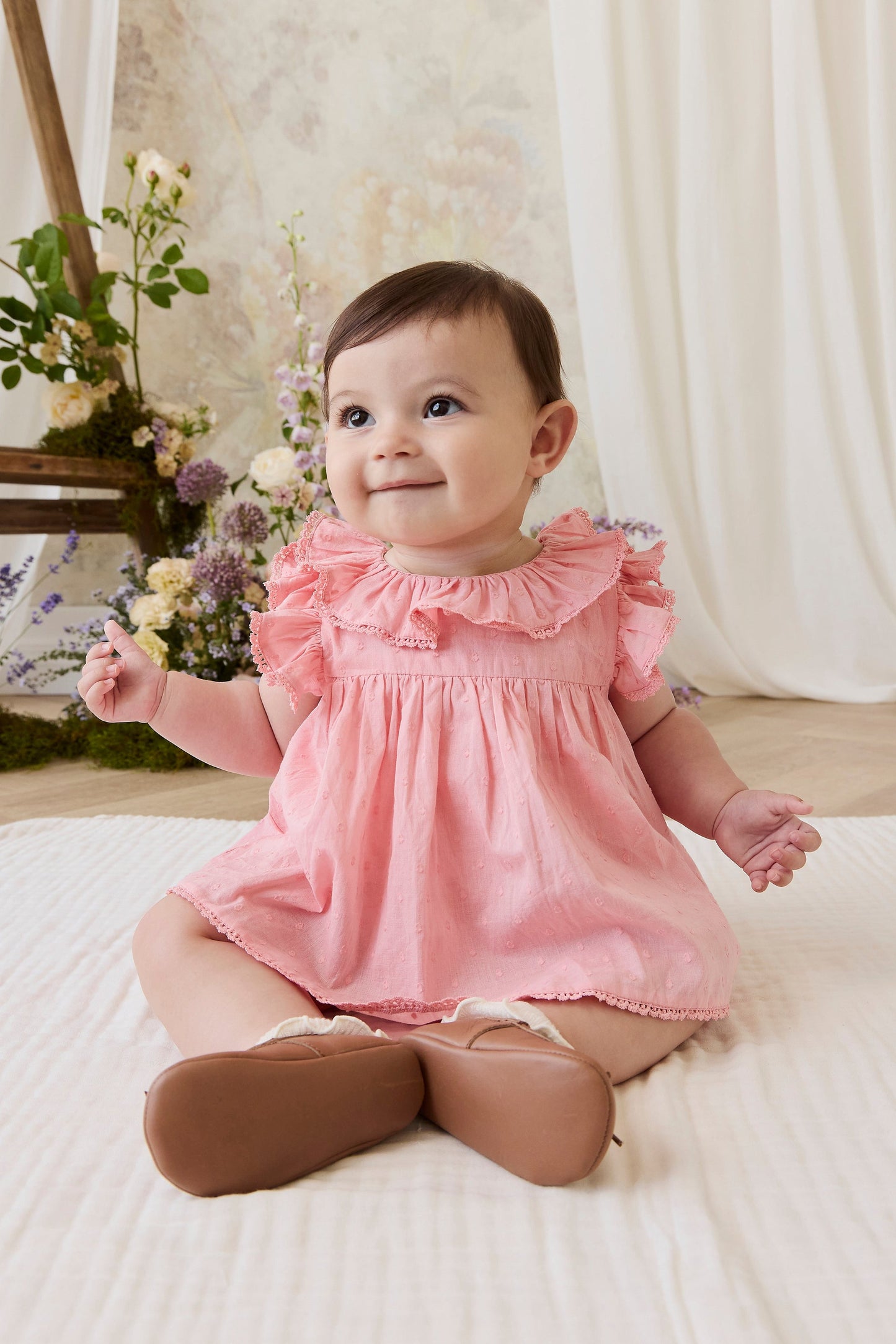 Organic Cotton Frannie Playsuit - Swiss Pink