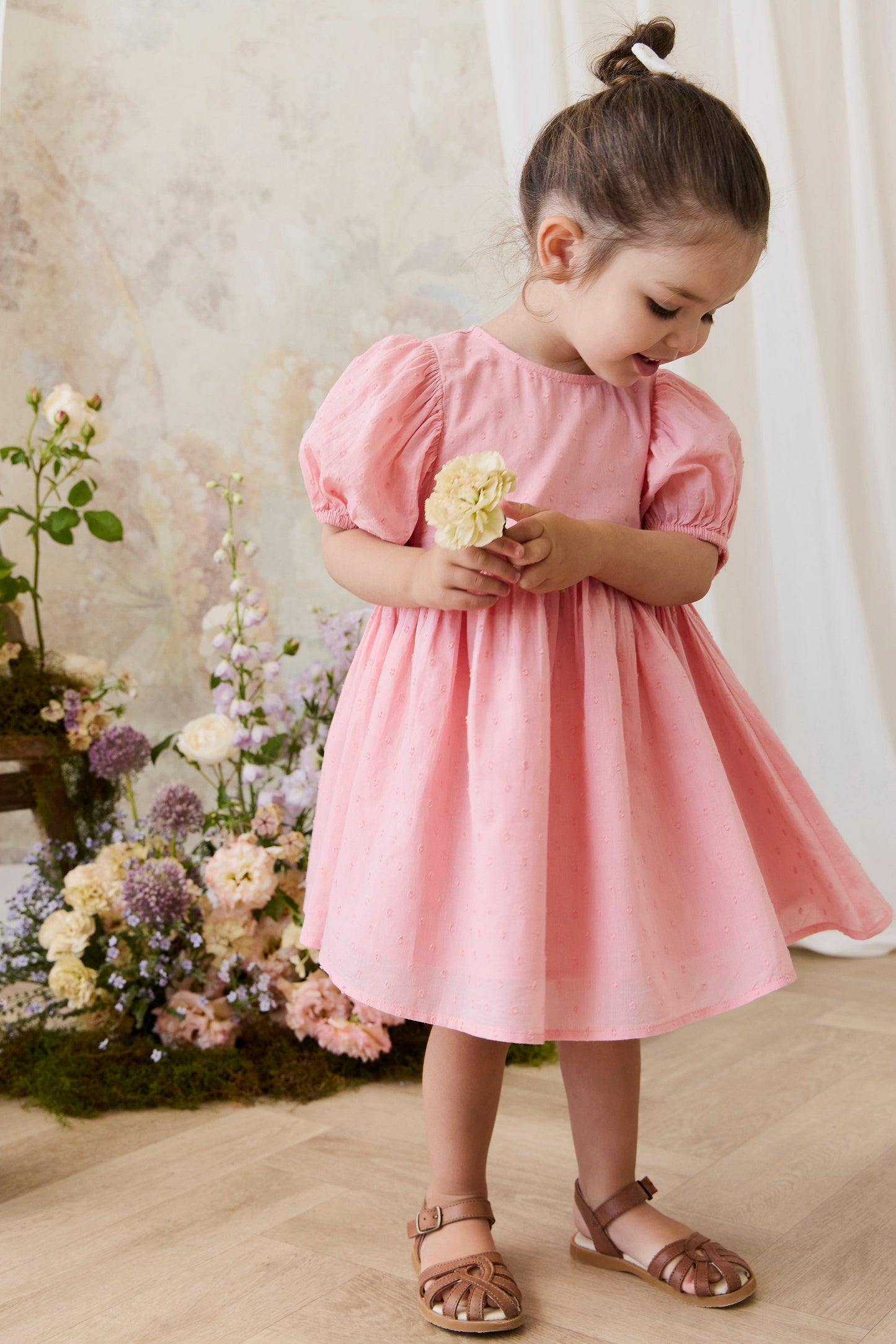 Organic Cotton Frannie Dress - Swiss Pink