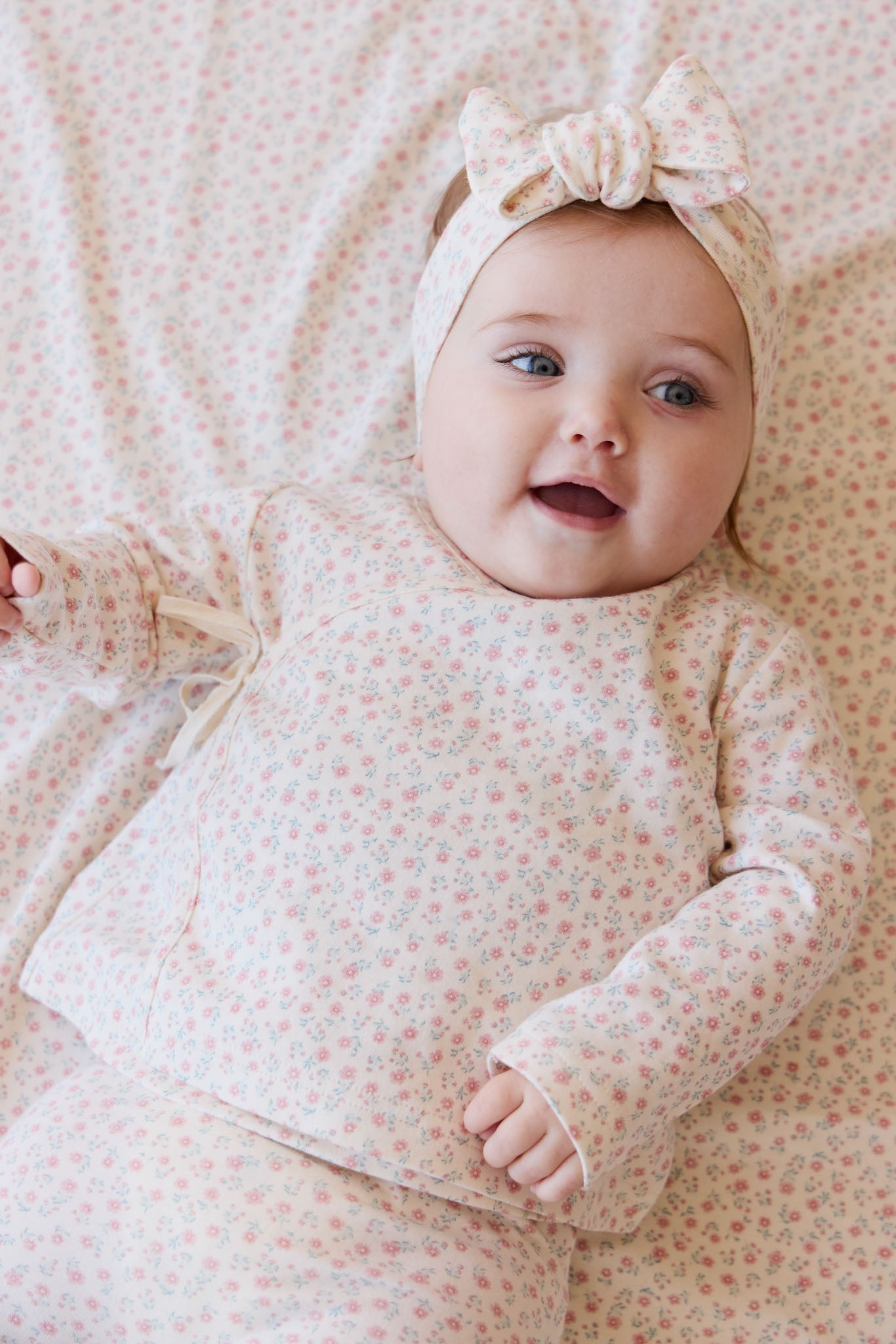 Organic Cotton Wrap Top - Posy Garden Pink