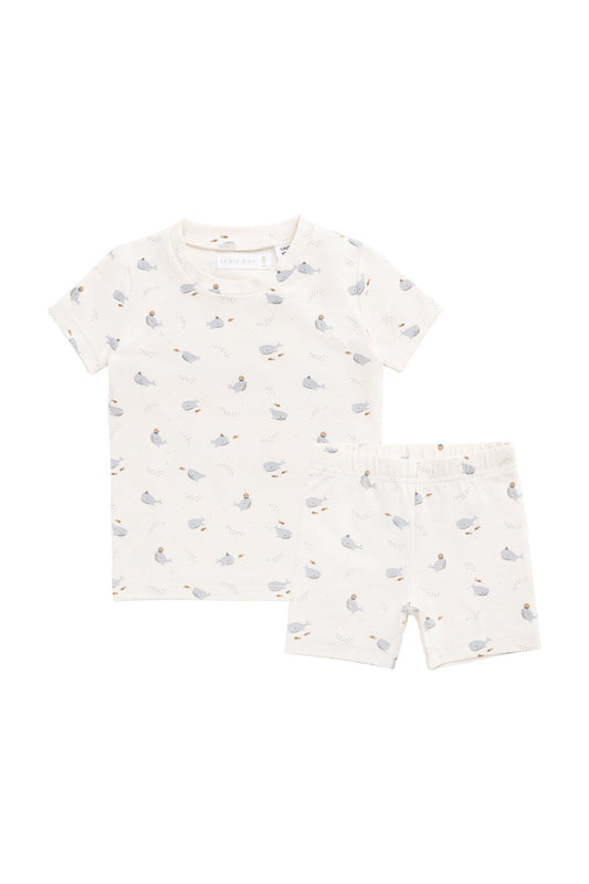 Organic Cotton Skye Short Sleeve Pyjama Set - Whales