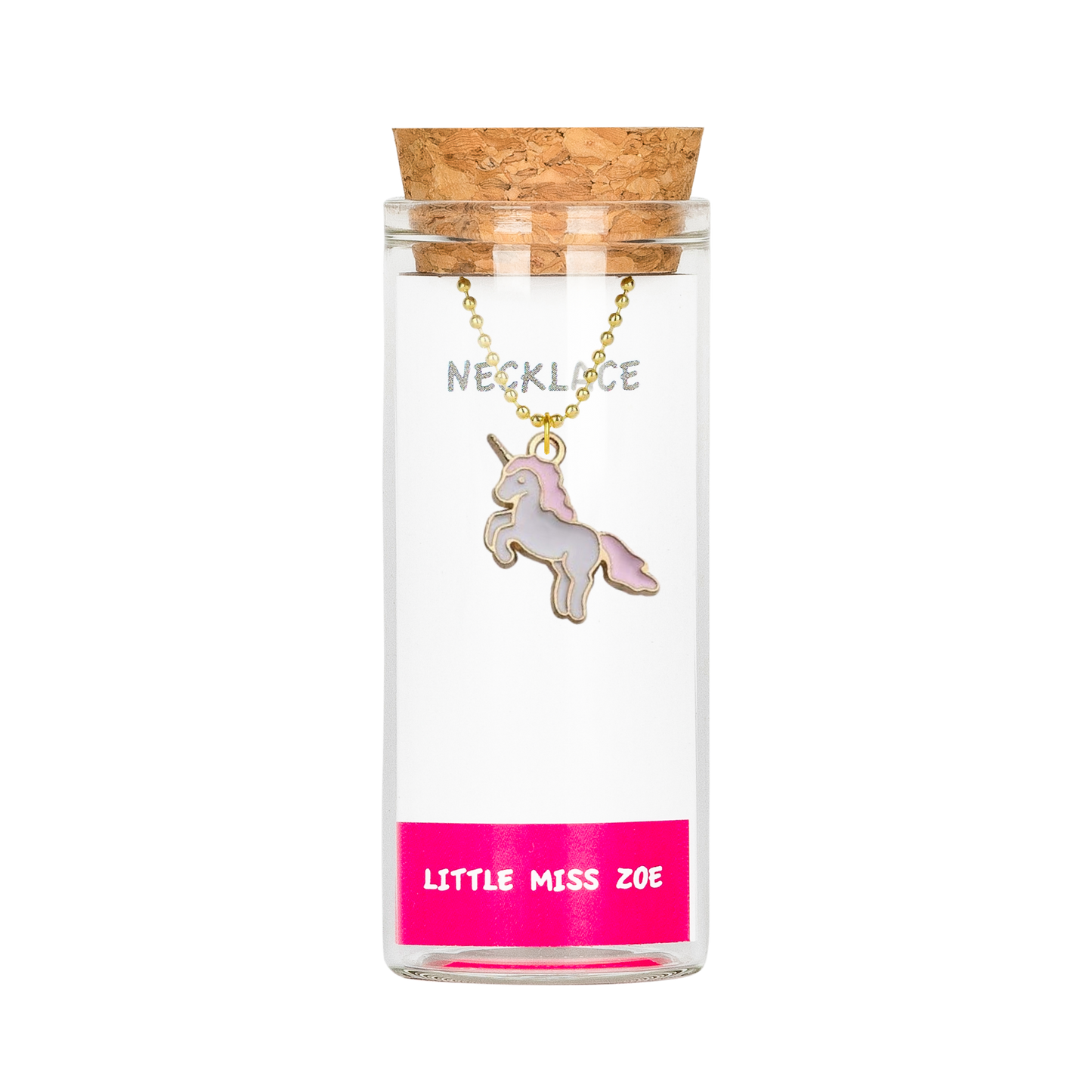 Charming Necklace in a Bottle - Unicorn Pink