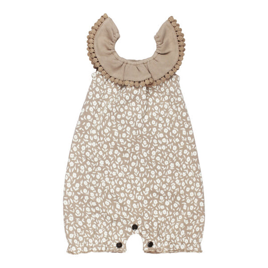 Organic Bubble Romper in Oatmeal Ditsy Floral