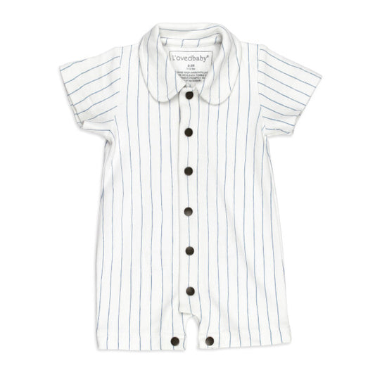 Pool Pinstripe Organic Sleeve Romper