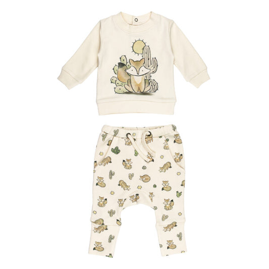 Organic Henley Sweatshirt & Jogger Set Little Fox