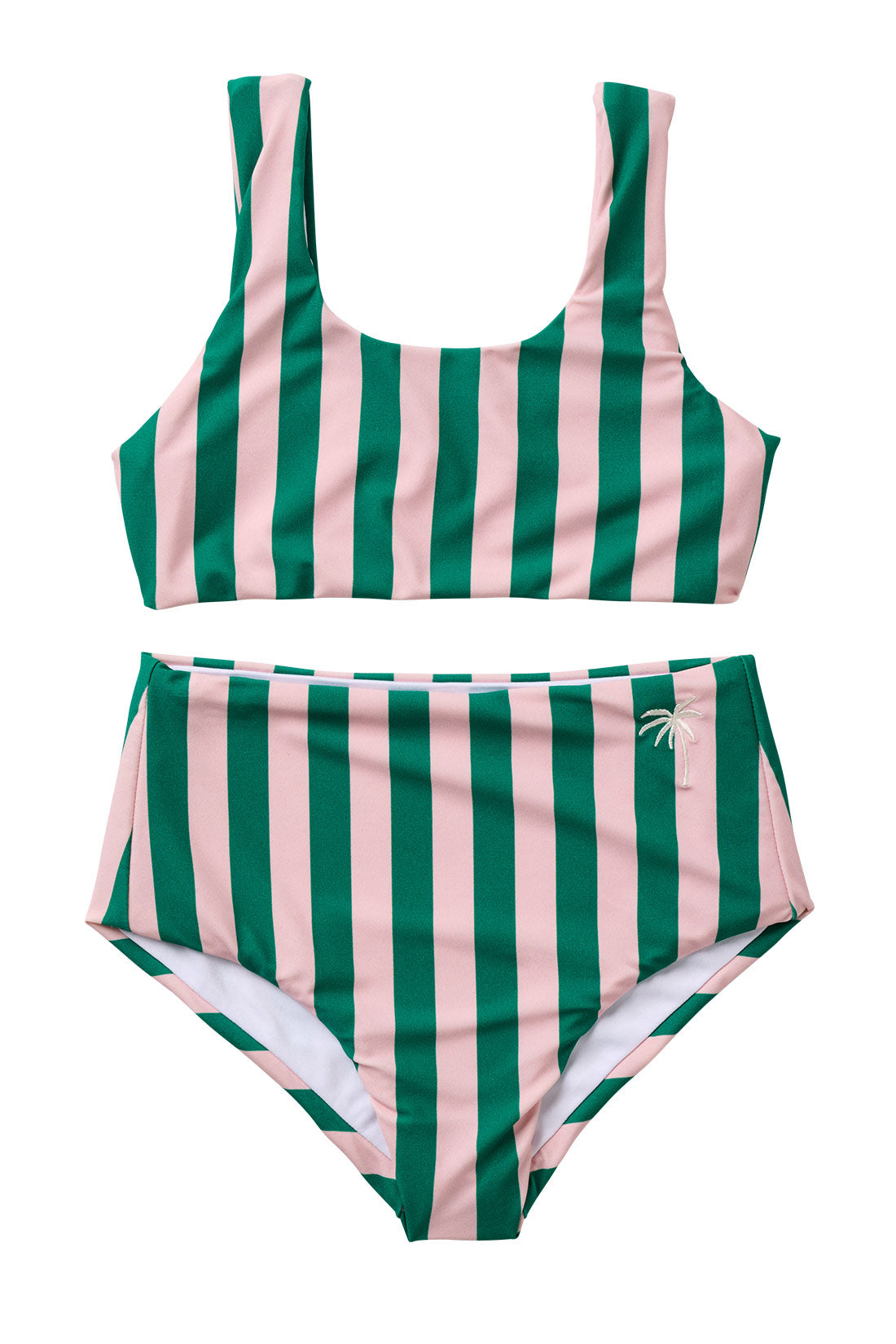 Cabana Stripe SwimSuit Pink Palms