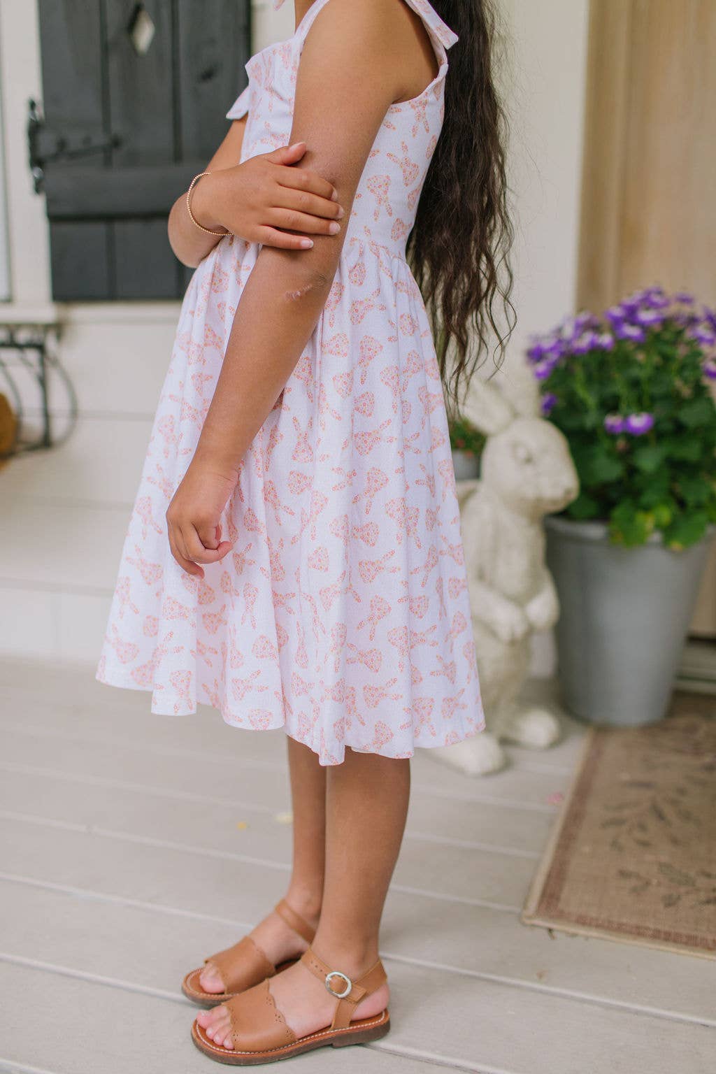 Valerie Dress in Ditsy Bunny | Girls Pocket Twirl Dress