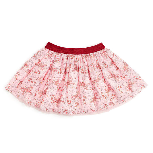 Candy Cane Bow Printed Christmas Tutu Skirt - Kids Clothing