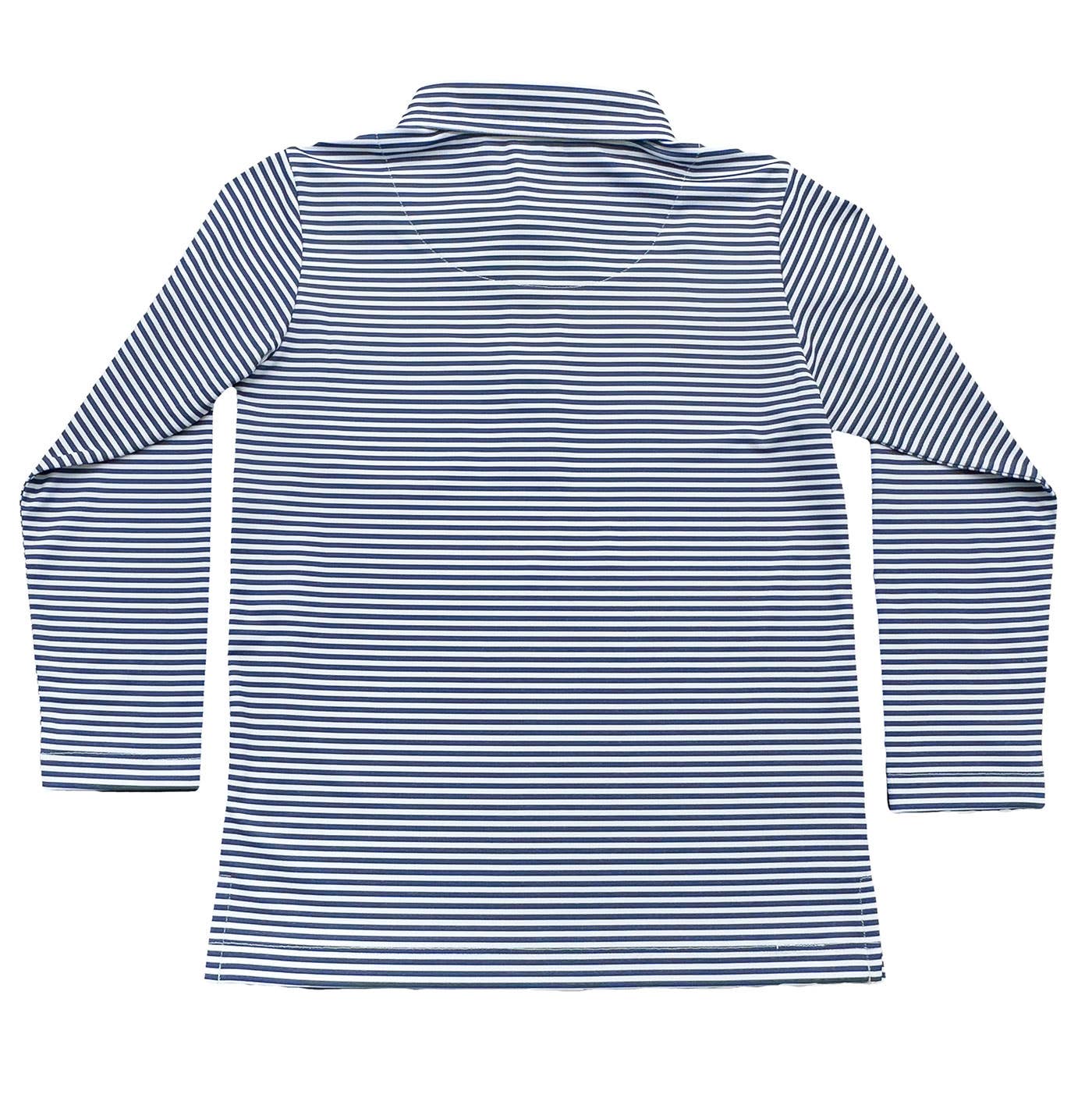 Boys Inshore Performance Polo LS - Navy Stripe  