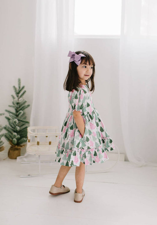 Aura Poplin Dress in Christmas Tree | Girls Dress