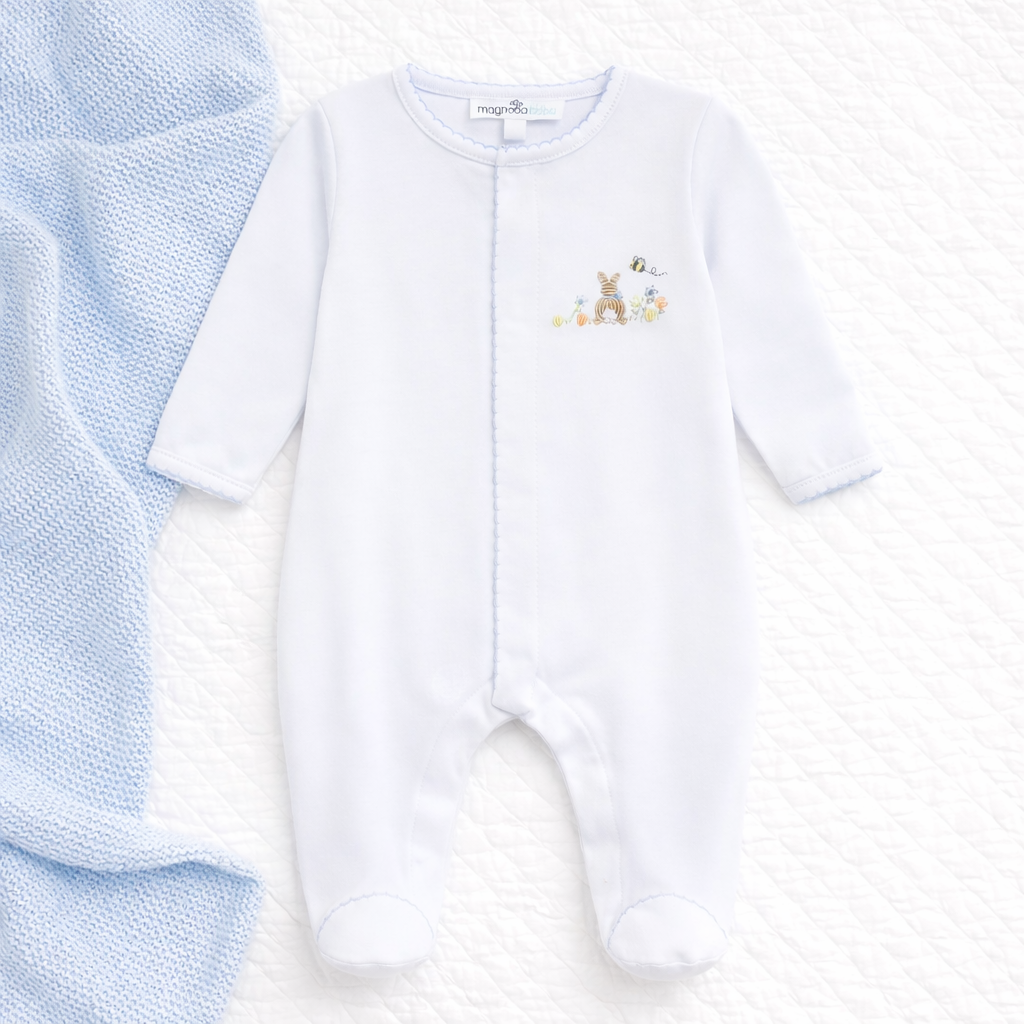Bunny's Basket Footie - Light Blue