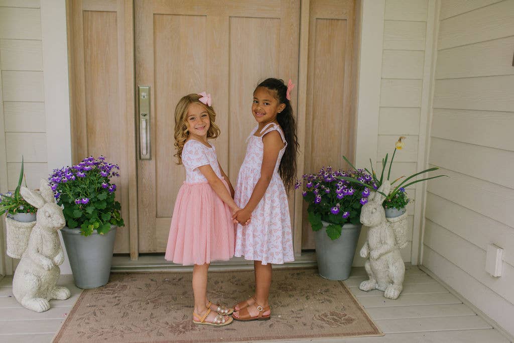 Valerie Dress in Ditsy Bunny | Girls Pocket Twirl Dress