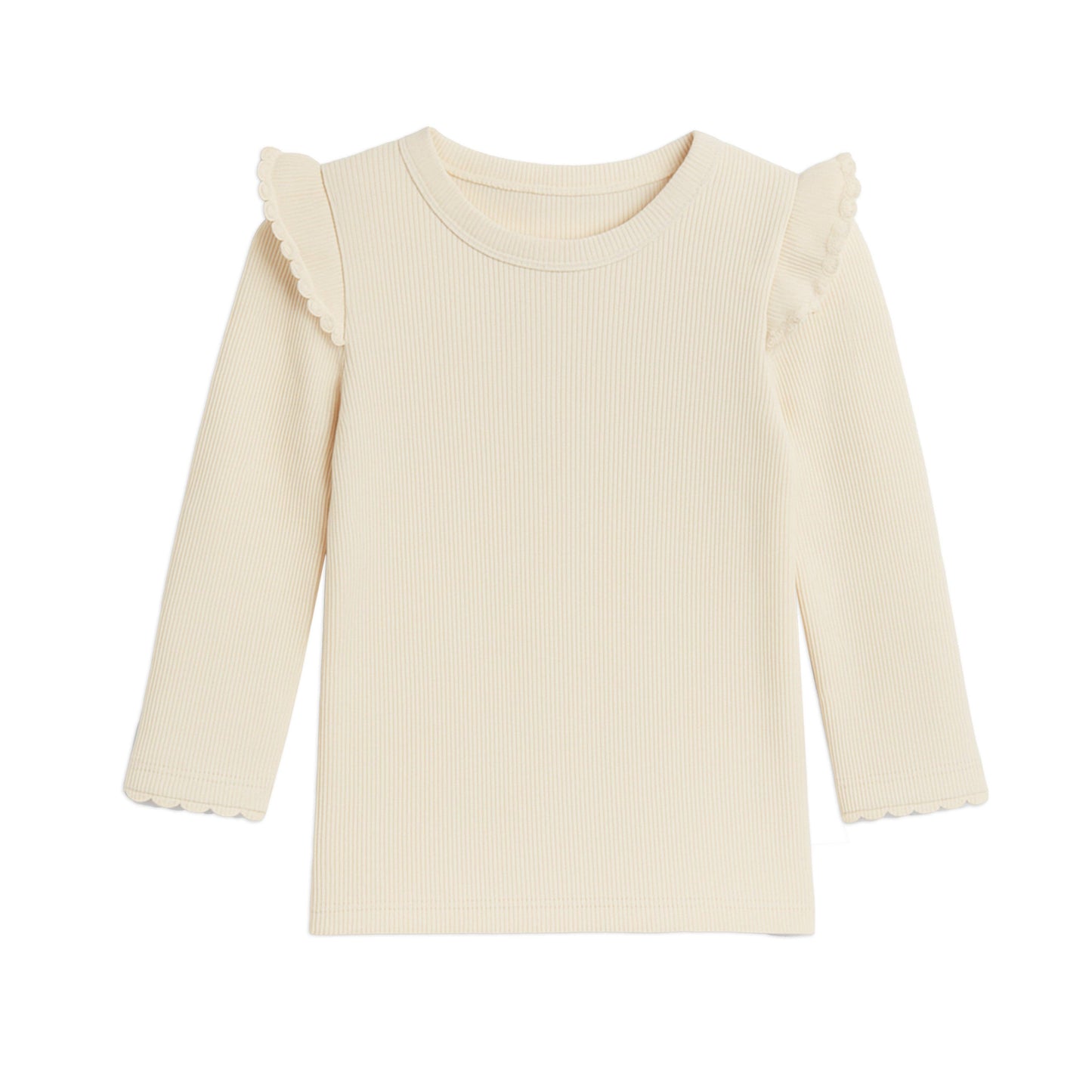 Rina Ribbed Ruffle Long Sleeve Top