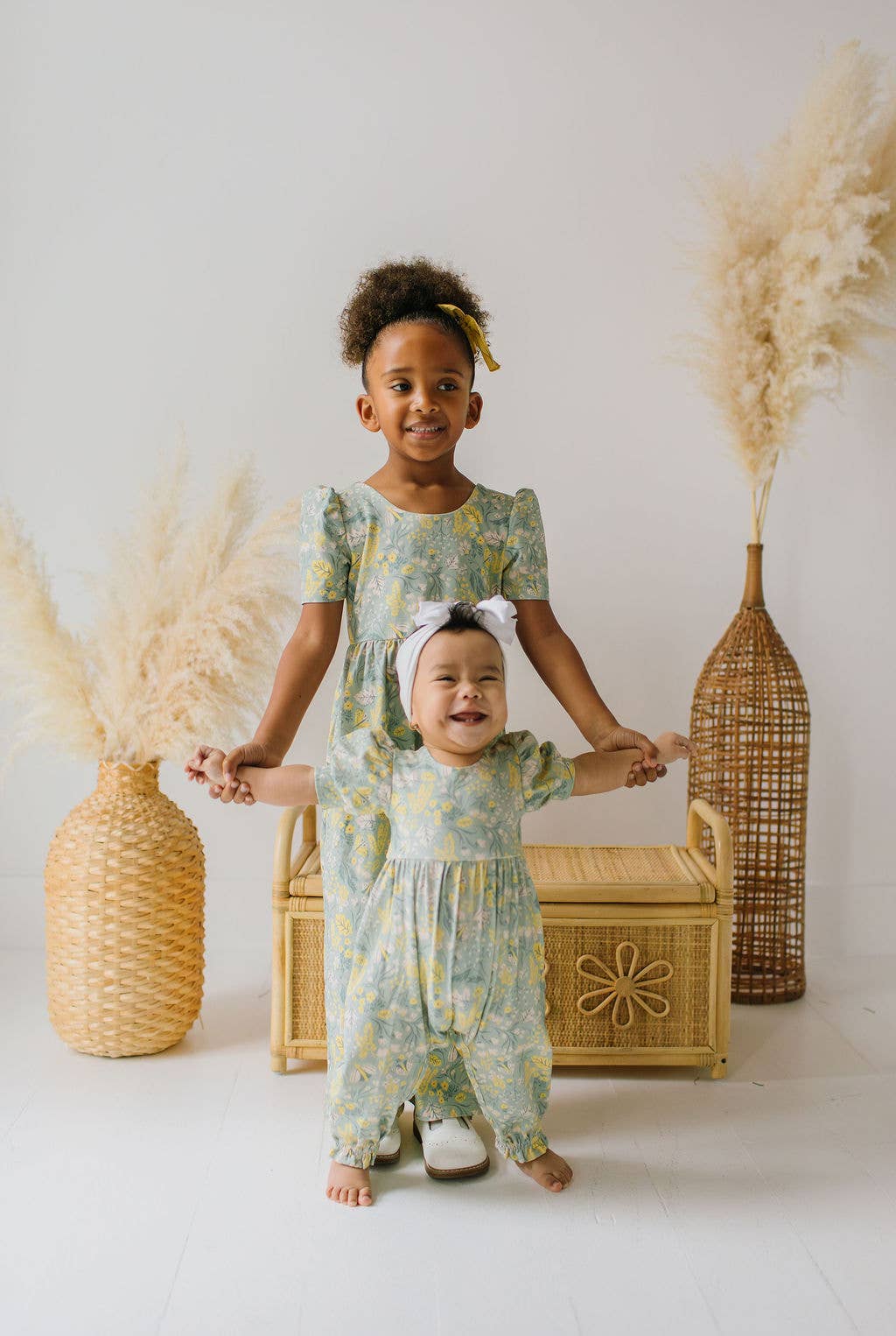 Puffed Rosie Romper in Sunlit Sage