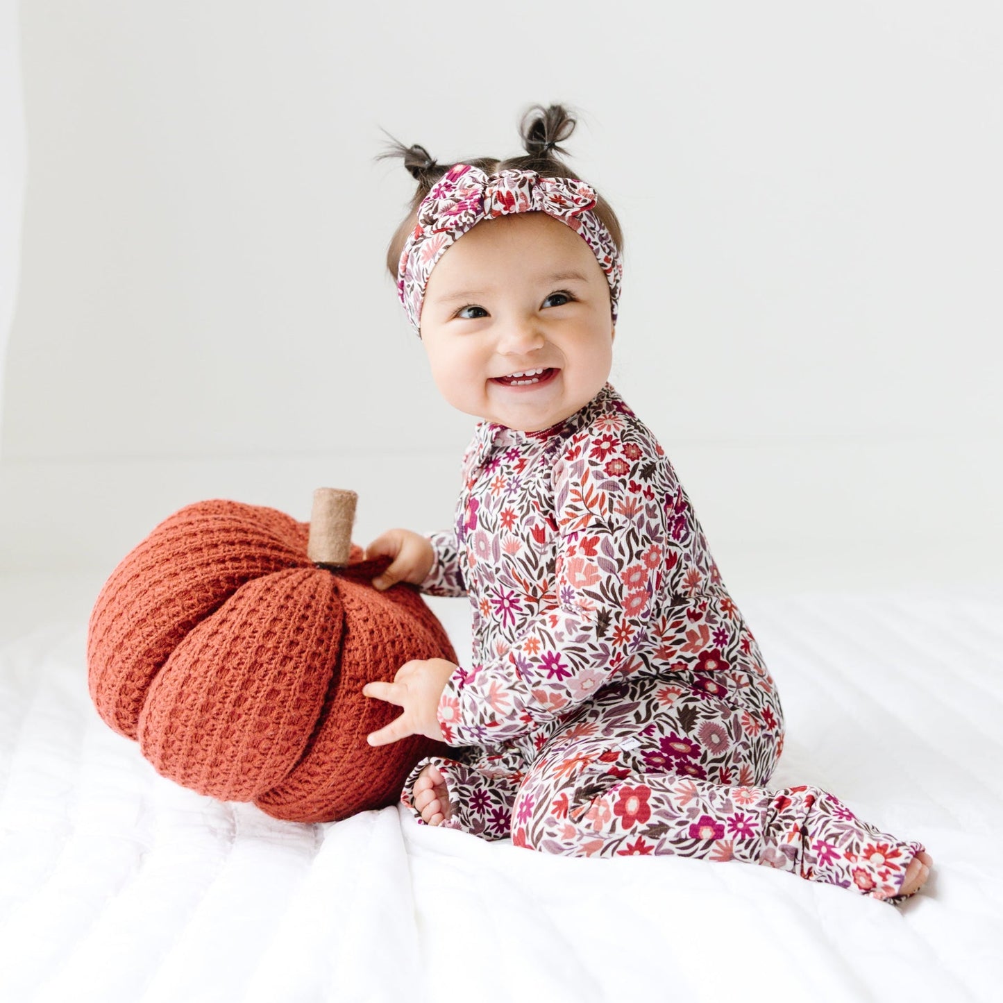 Fall Blooms Small Ribbed Zip Romper