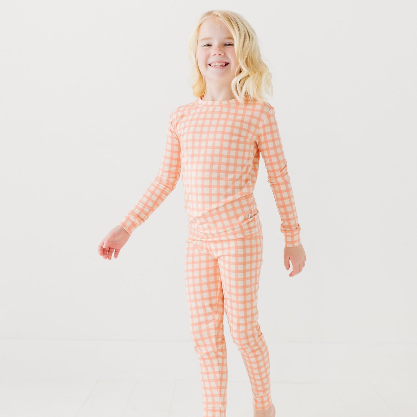 Coral Gingham Two-Piece Set