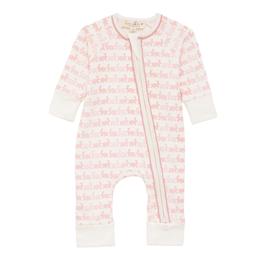 Bunny Hop Zip Playsuit Dusty Rose
