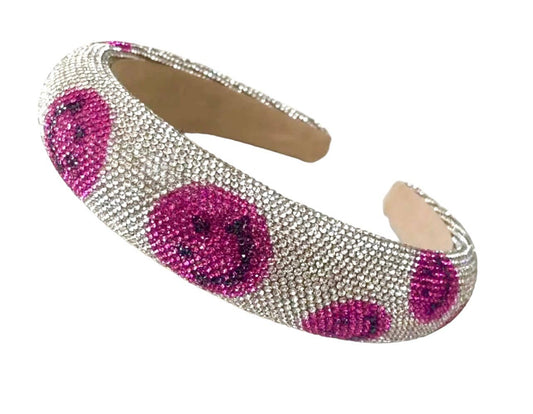Smiley Face Crystal Studded Fashion Headband Hair Accessory