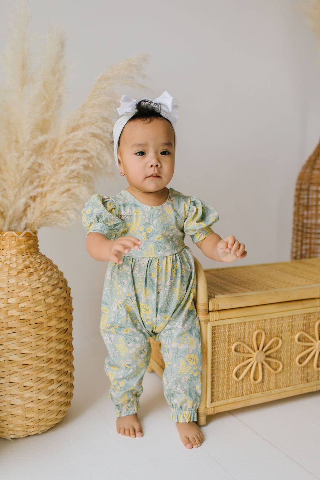Puffed Rosie Romper in Sunlit Sage