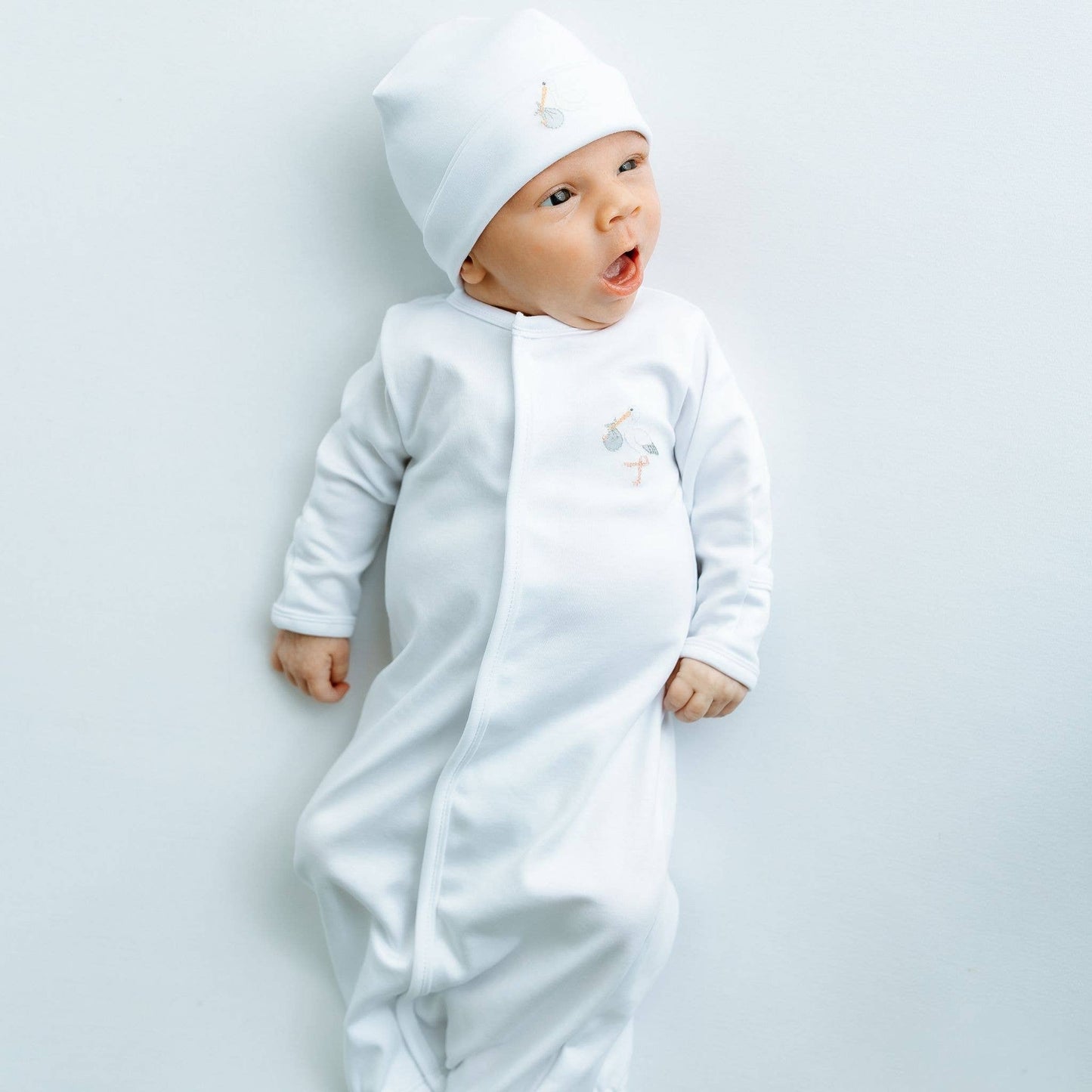Vintage Stork Footie - White