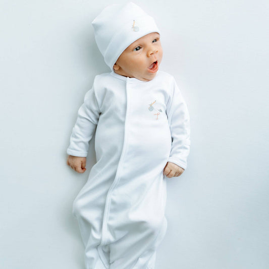 Vintage Stork Footie - White