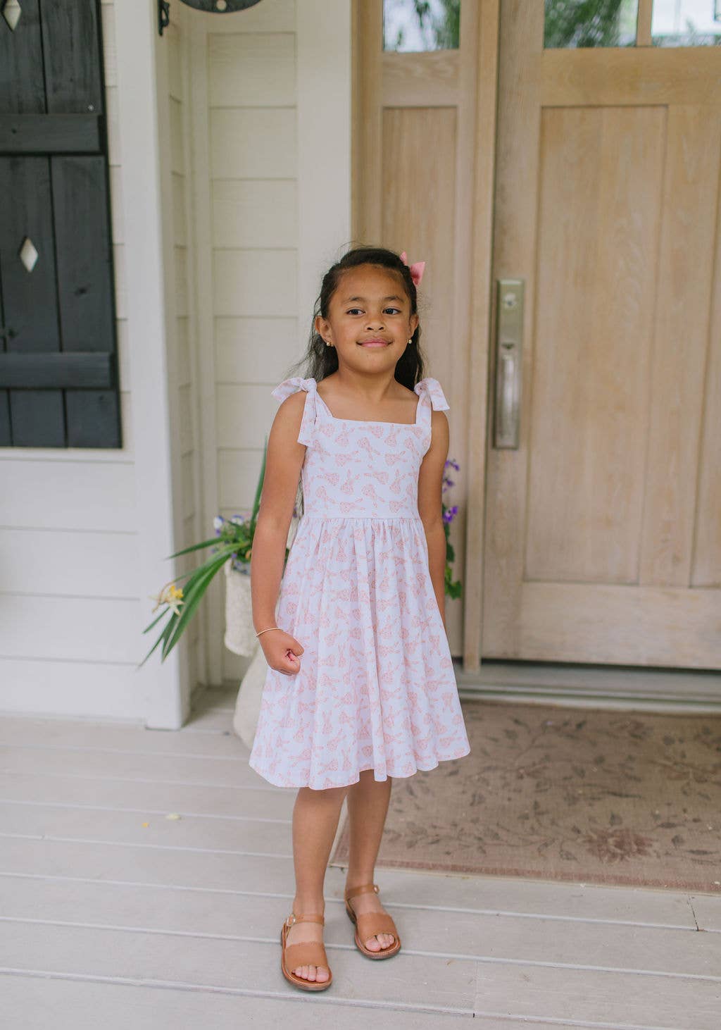 Valerie Dress in Ditsy Bunny | Girls Pocket Twirl Dress