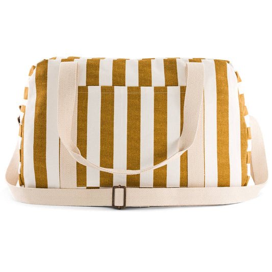 RAPHAEL DIAPER BAG - WEEKEND BAG STRIPES CARAMEL - ECRU