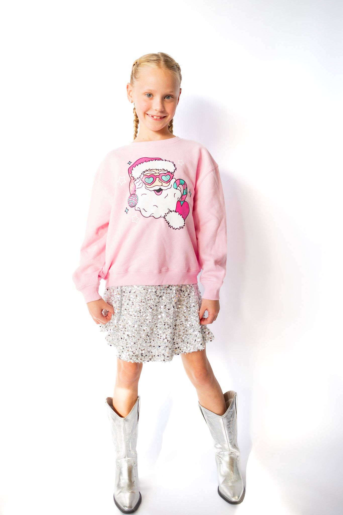 XOXO by Magpies Disco Santa Sweatshirt | Bubble Gum Pink
