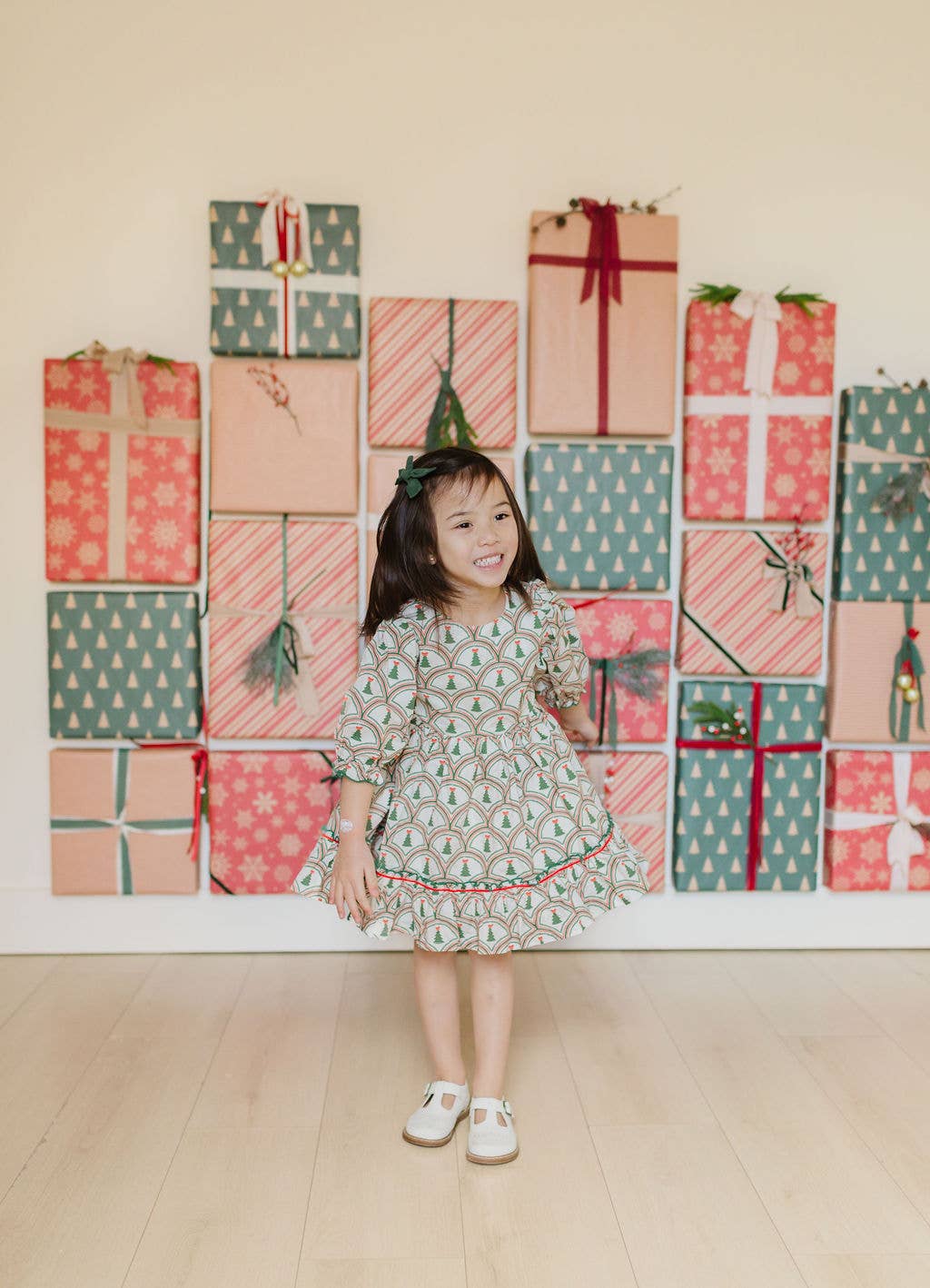Aura Poplin Dress in Lattice Tree