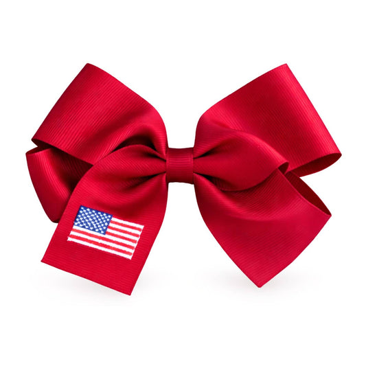 American Flag Hair Bow- Red