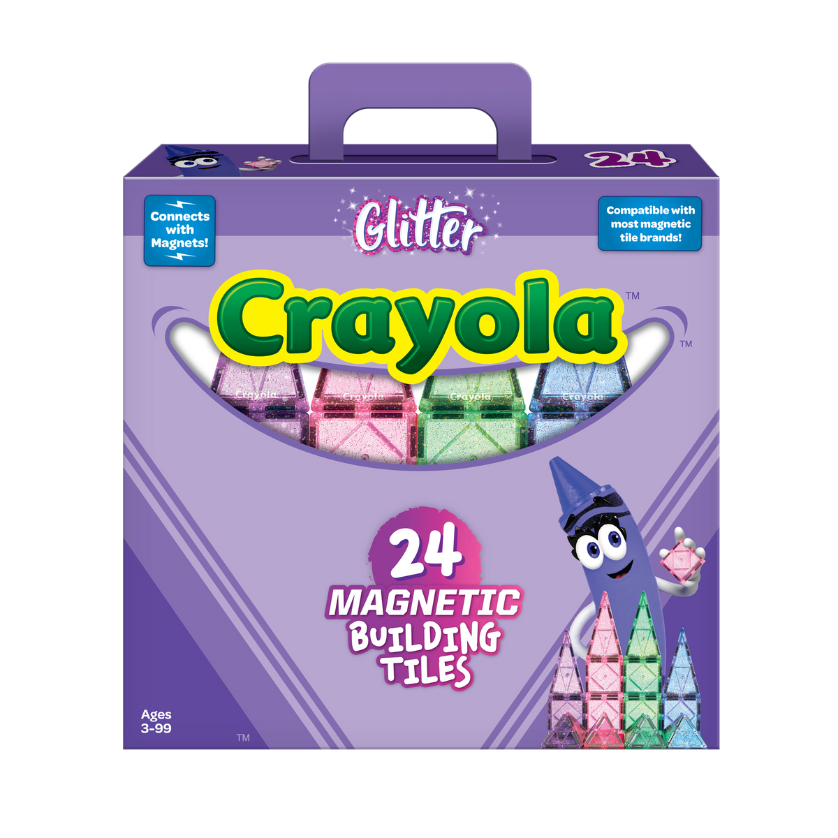 Crayola Glitter Magnetic Tiles 24-Piece Set