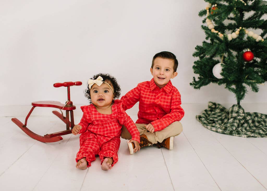 Mabel Romper in Red Picnic Plaid