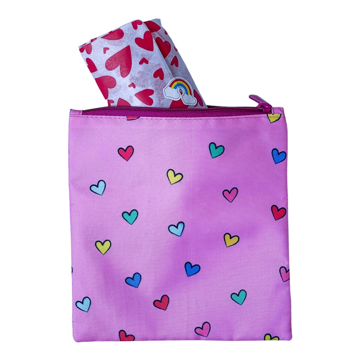 Reusable Snack and Sandwich Baggies  Set of 2, Hearts & Dogs