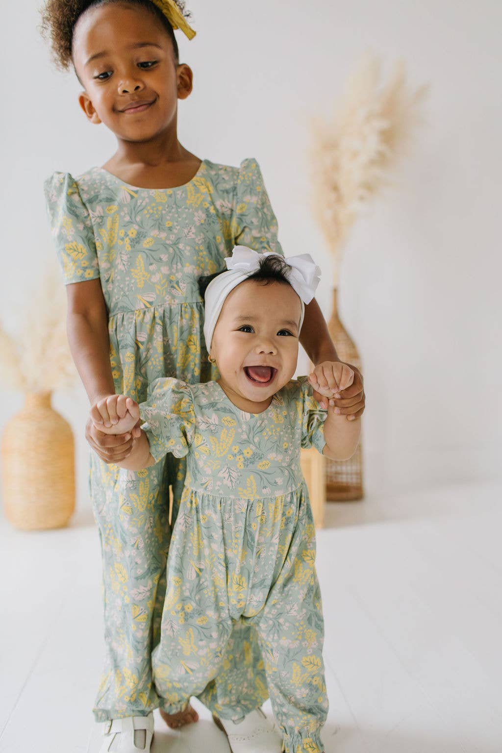 Puffed Rosie Romper in Sunlit Sage