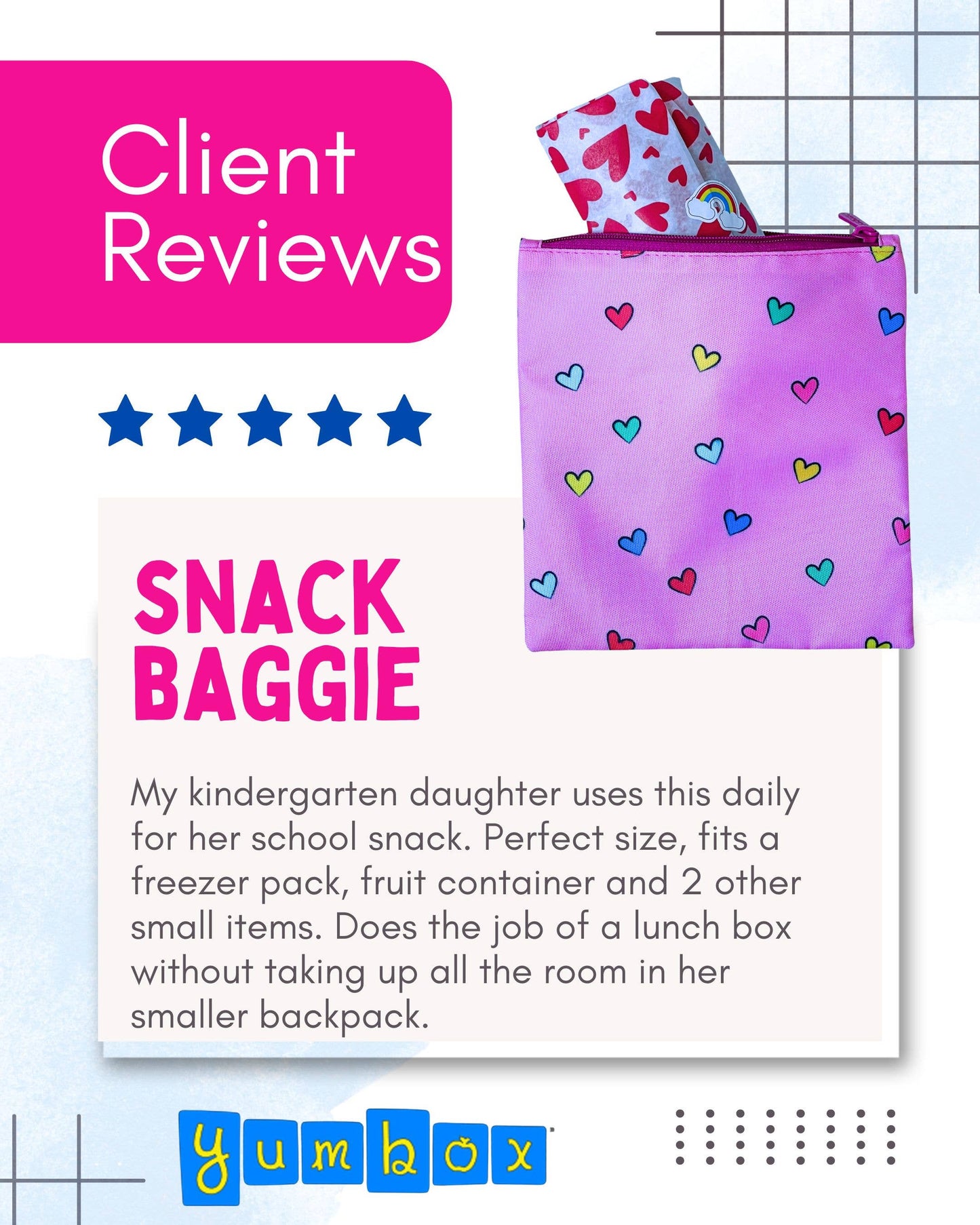 Reusable Snack and Sandwich Baggies  Set of 2, Hearts & Dogs