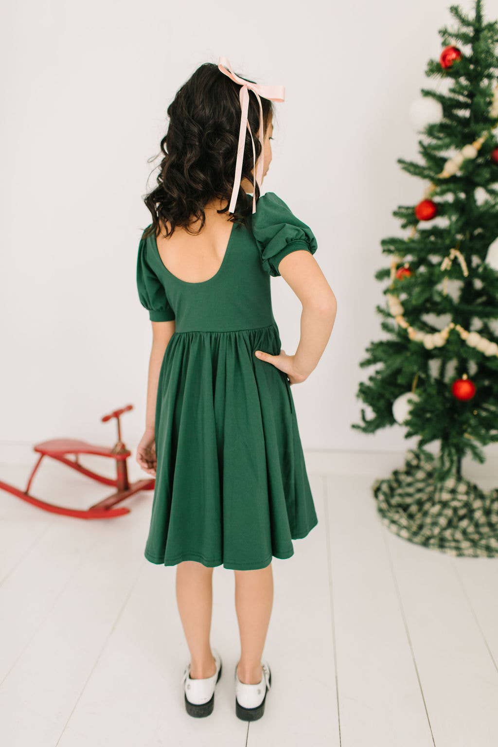 Puff Dress in Evergreen | Girls Twirl Dress