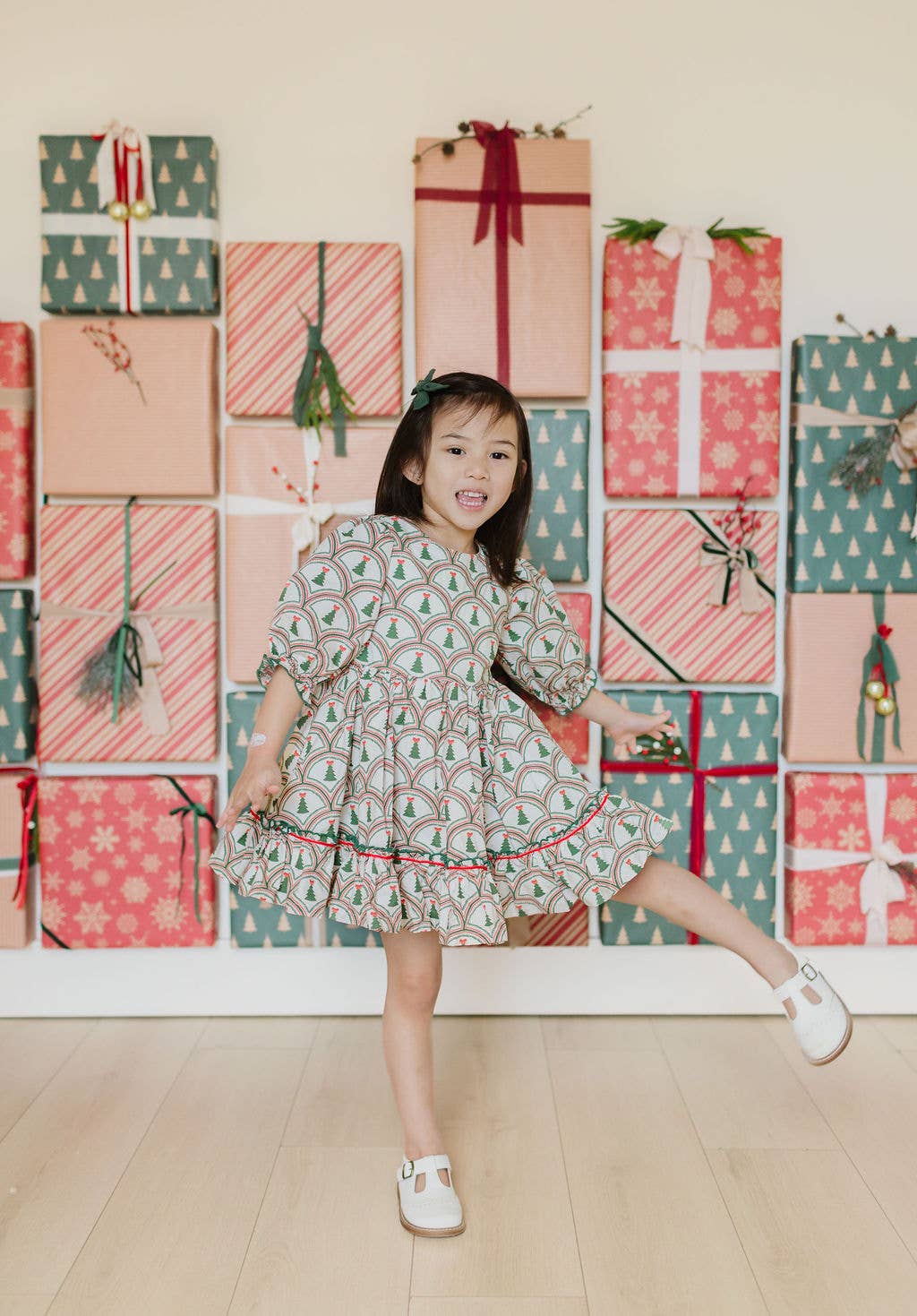 Aura Poplin Dress in Lattice Tree
