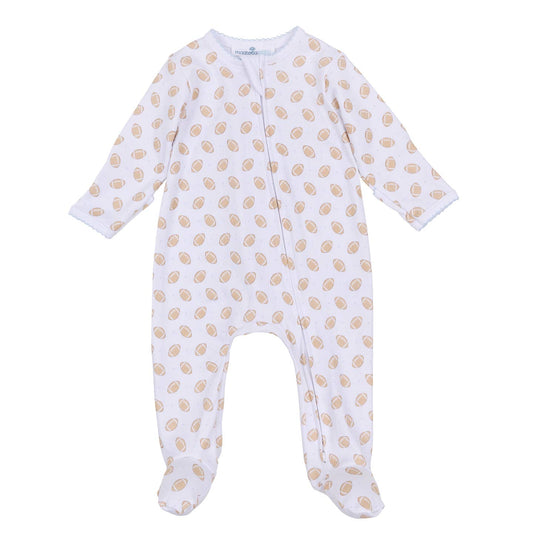 Touchdown Cutie Printed Zipper Footie Light Blue