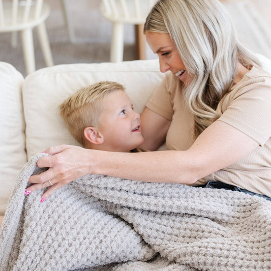 Waffle Knit Throw Blanket Moonbeam