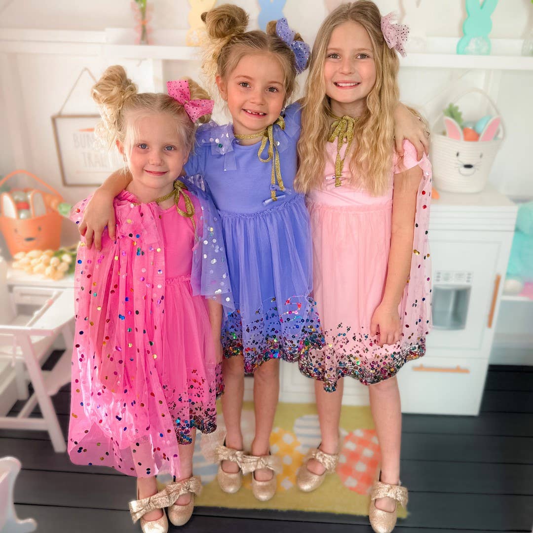 Pink Confetti Short Sleeve Tutu Dress -