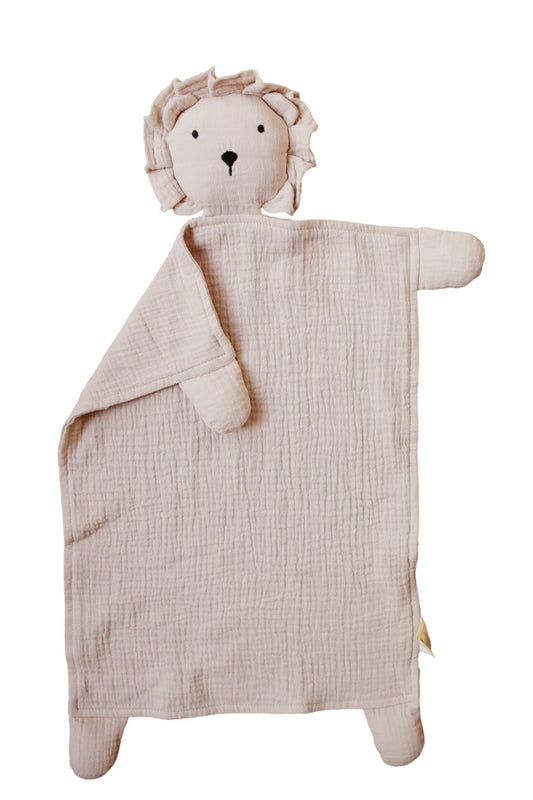 Natural Sand Organic Cotton Lion Lovey Blanket 