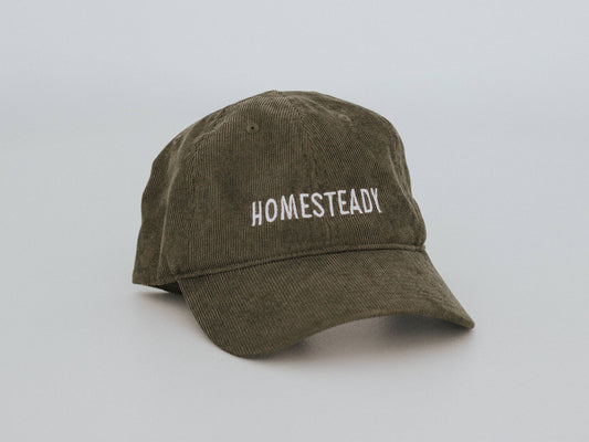 Homesteady Modern Corduroy Hat • Embroidered Olive Cap