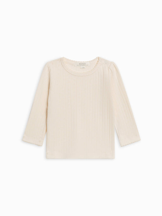 Kate Brushed Back Pointelle Long Sleeve Top