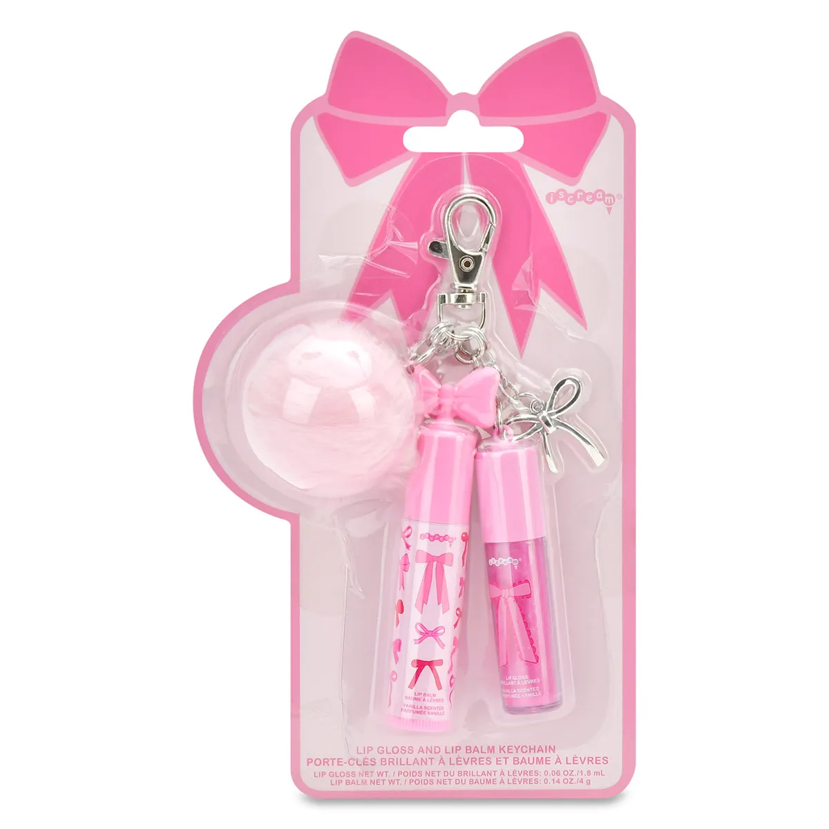 iscream Bows Lip Gloss & Lip Oil Key Chain Set