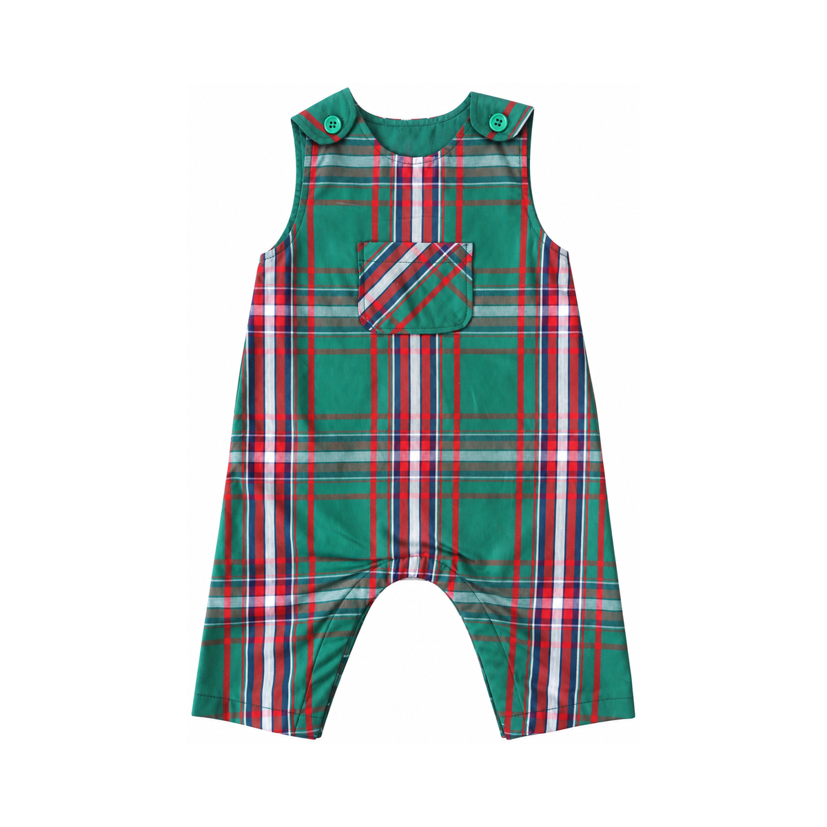 Brooks Romper - Christmas Plaid Green